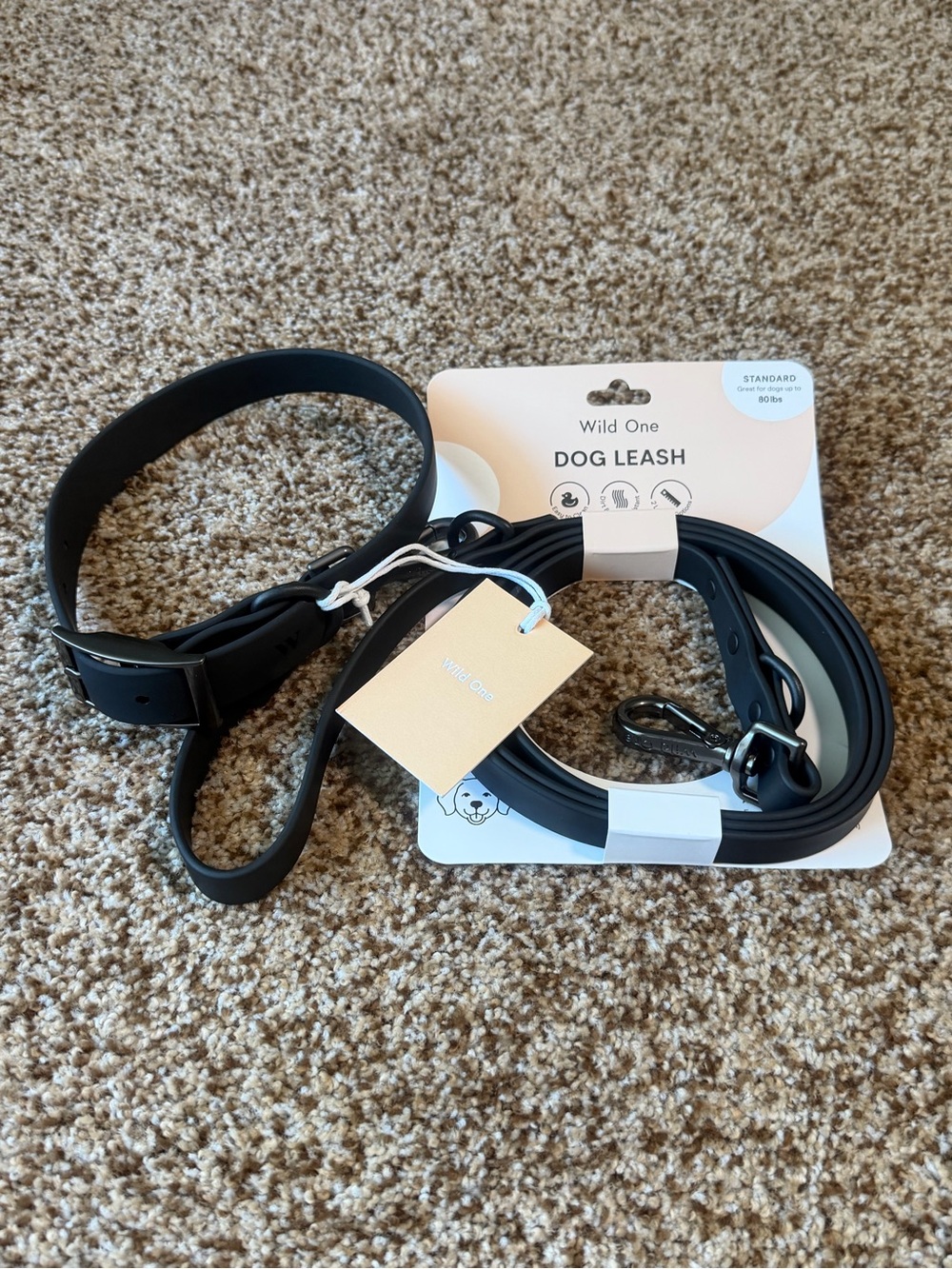 NWT Black Wild One Waterproof Collar & Leash Walk Kit - Large